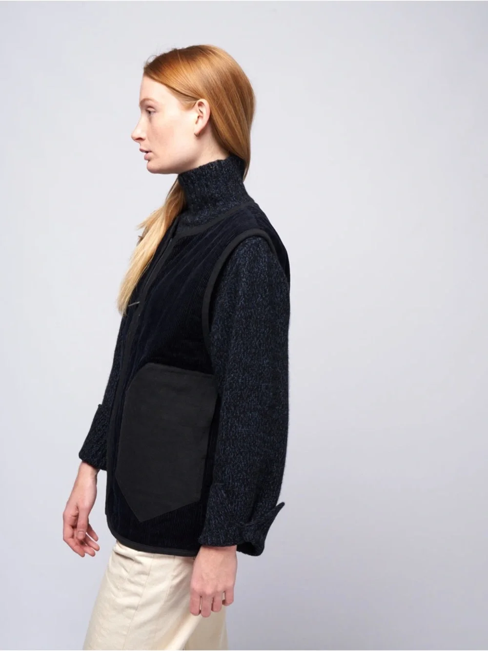 7115 by Szeki Cord Vest (in beige) - Picture 2 of 6